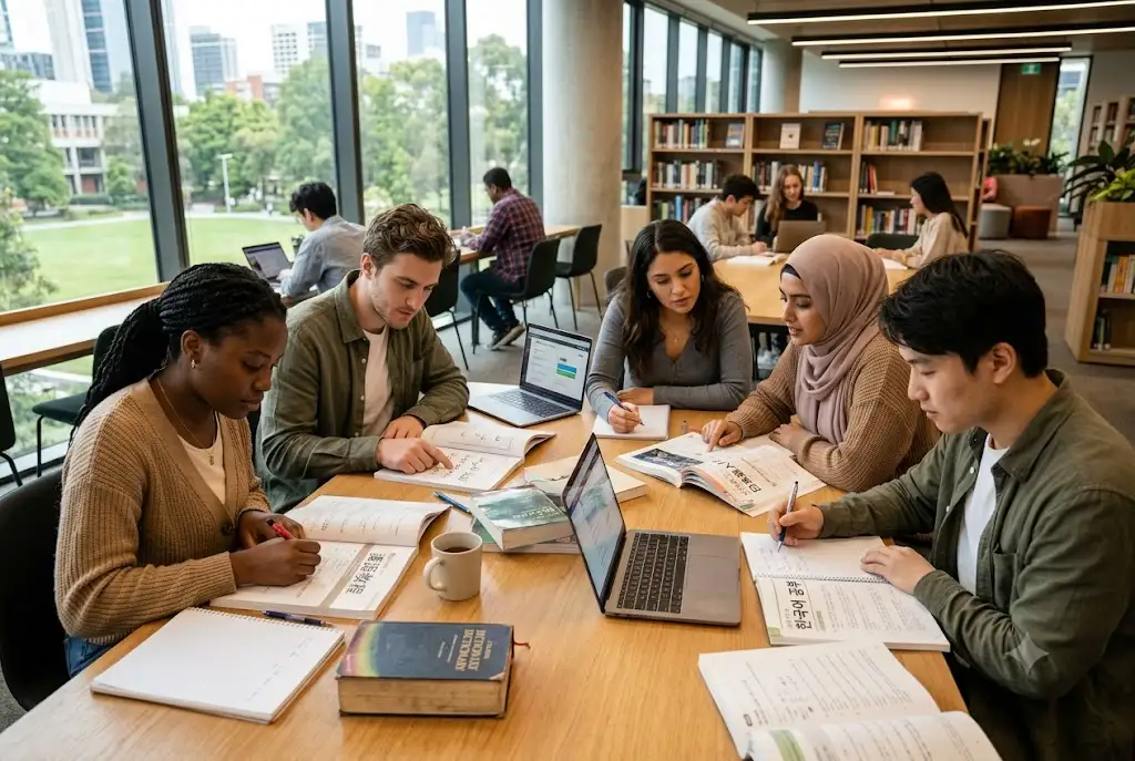 International learners studying the hardest language to learn for non English speakers in a classroom setting